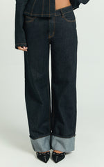 Lioness - Top Model Cuffed Jeans in Dark Denim