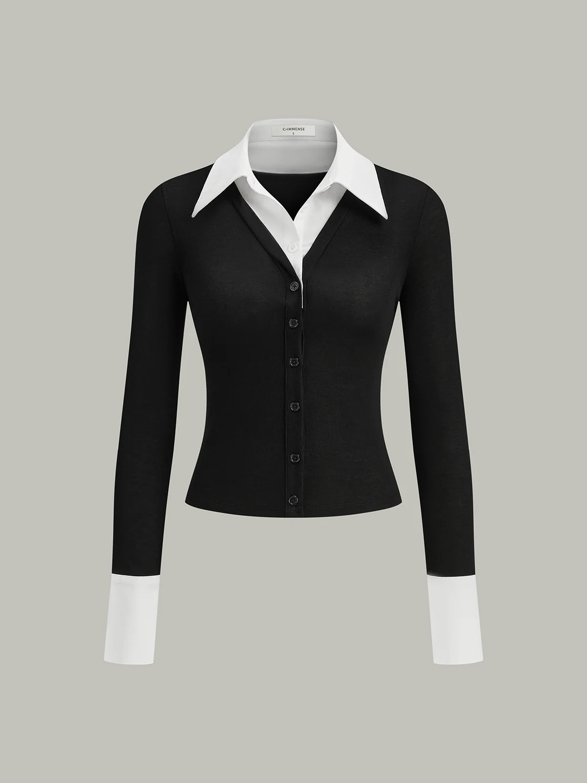 2 in 1 Contrast Collar and Cuff Shirt