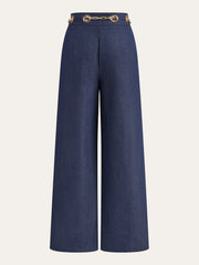 Wide-Leg Chain Jeans Pants