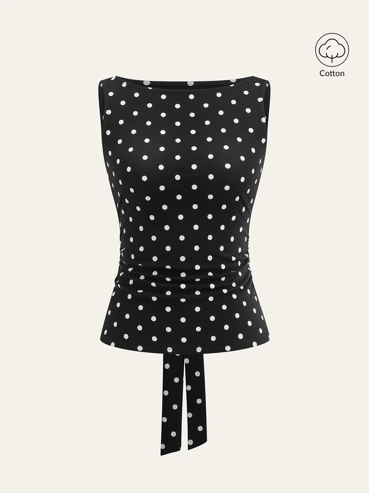 Polka Dot Cotton Blend Sleeveless Top