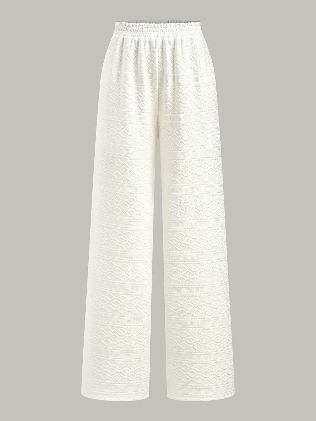 Textured Wide-Leg Pants with Elastic Waist