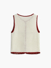 Button-Up Contrast Crochet Vest