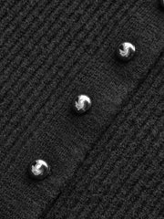 Puff Sleeve Rib-Knit Cardigan