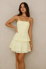 Morningside Embroidered Mini Dress Yellow