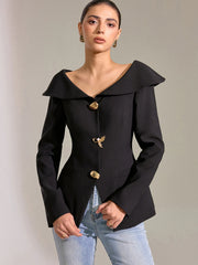 Large Lapel Off-Shoulder Blazer