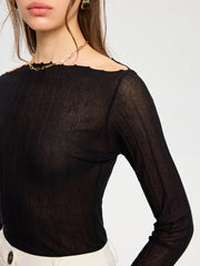 Off-Shoulder Sheer Knit Top