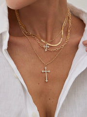 Cross Pendant Layered Necklace