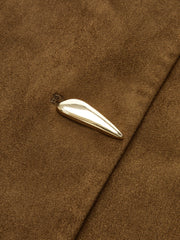 Metal Button Suede Effect Vest