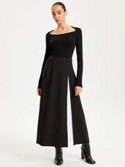 Contrast Pleated Maxi Skirts