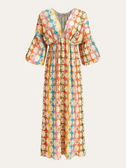 Jacquard Print V-Neck Dress