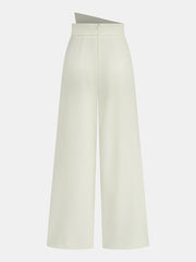 Asymmetric Button Mid-Waist Wide-Leg Pants