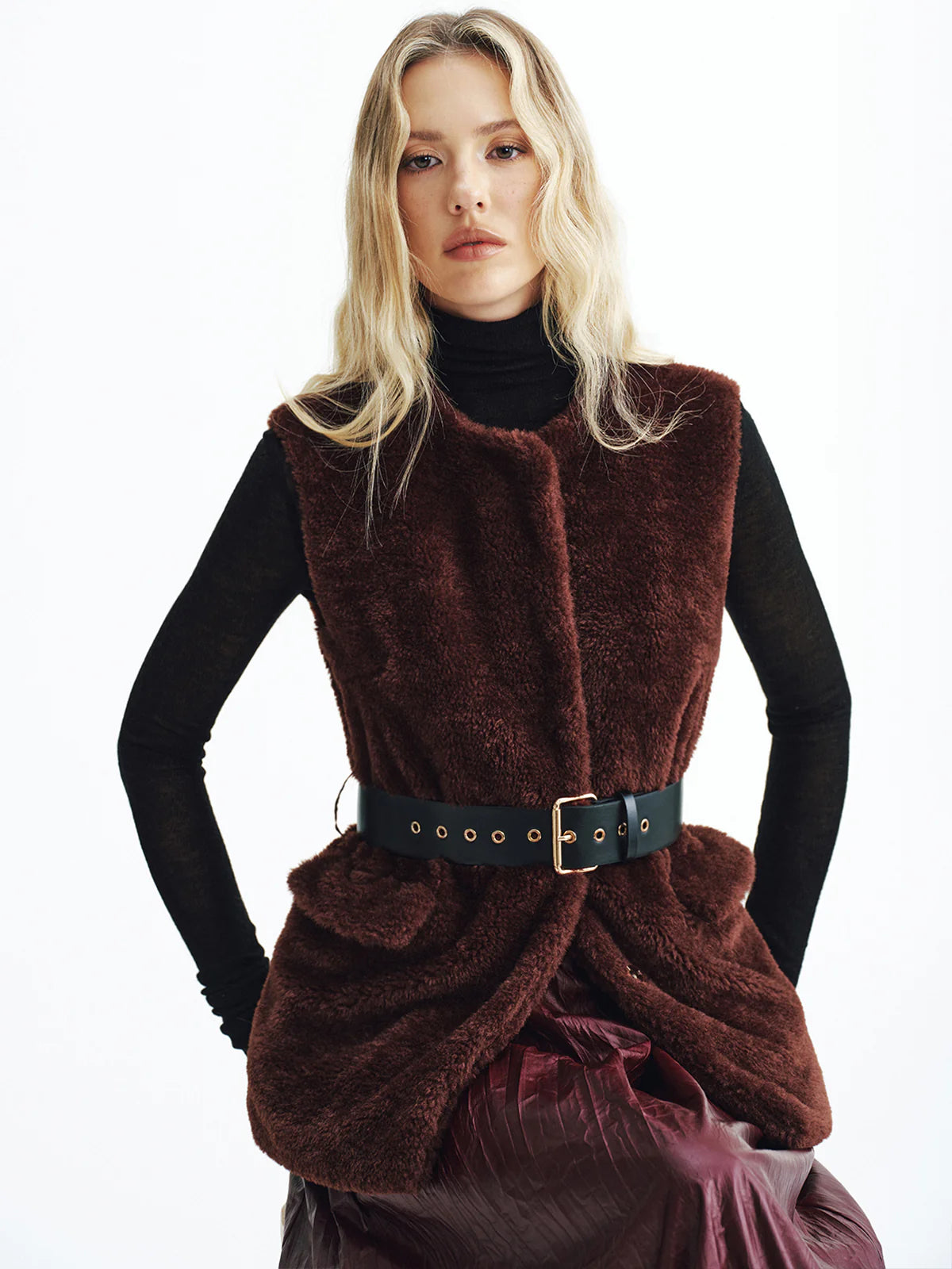 Faux Fur Belted Vest