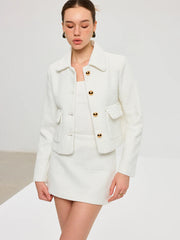 Tweed Lapel Jacket and Mini Skirt Set
