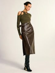 Asymmetric Cut-Out Cold Shoulder Blouse