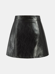 Contrast Pleated Faux Leather Mini Skirt