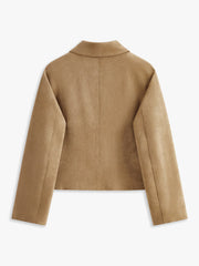 Suede Effect Soft Button Lapel Jacket
