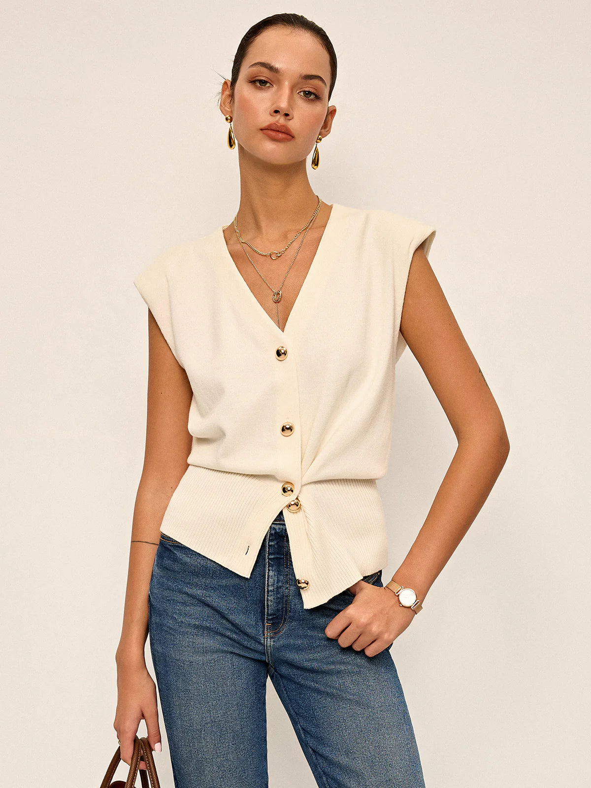 Asymmetric Two-Way Wear Knit Vest