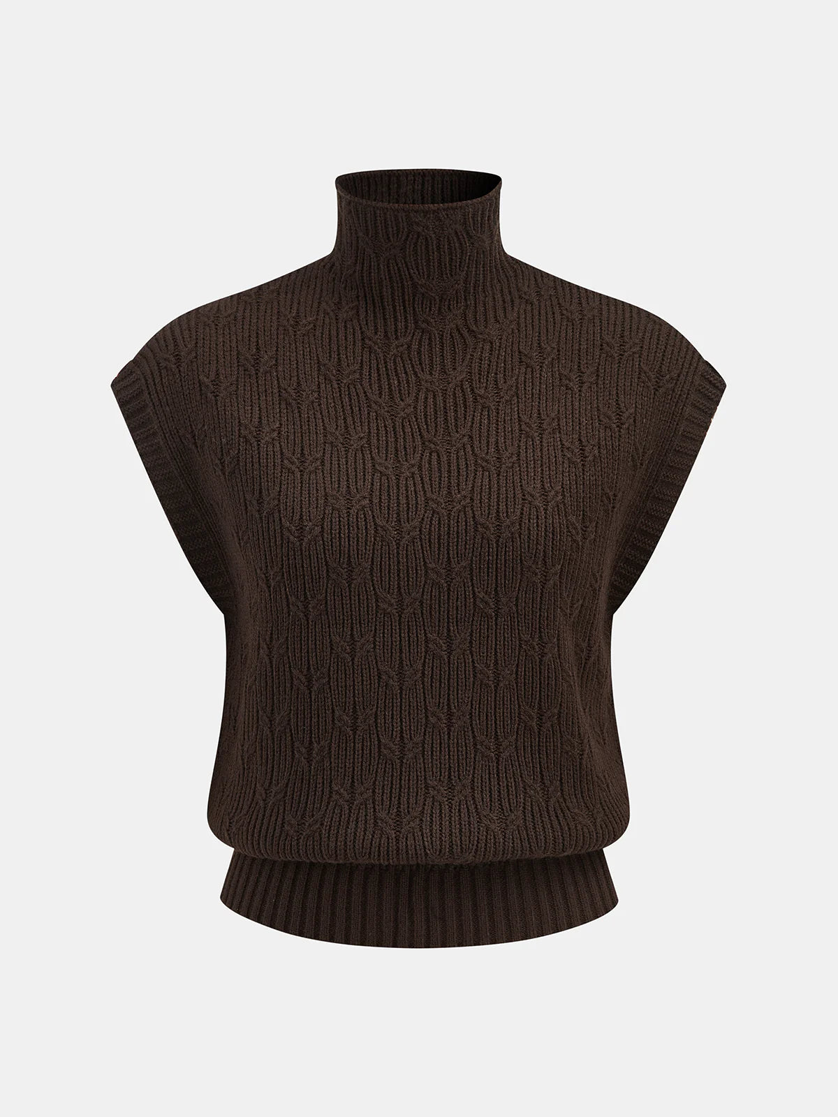 Turtleneck Cable Knit Sleeveless Vest