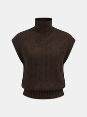 Turtleneck Cable Knit Sleeveless Vest