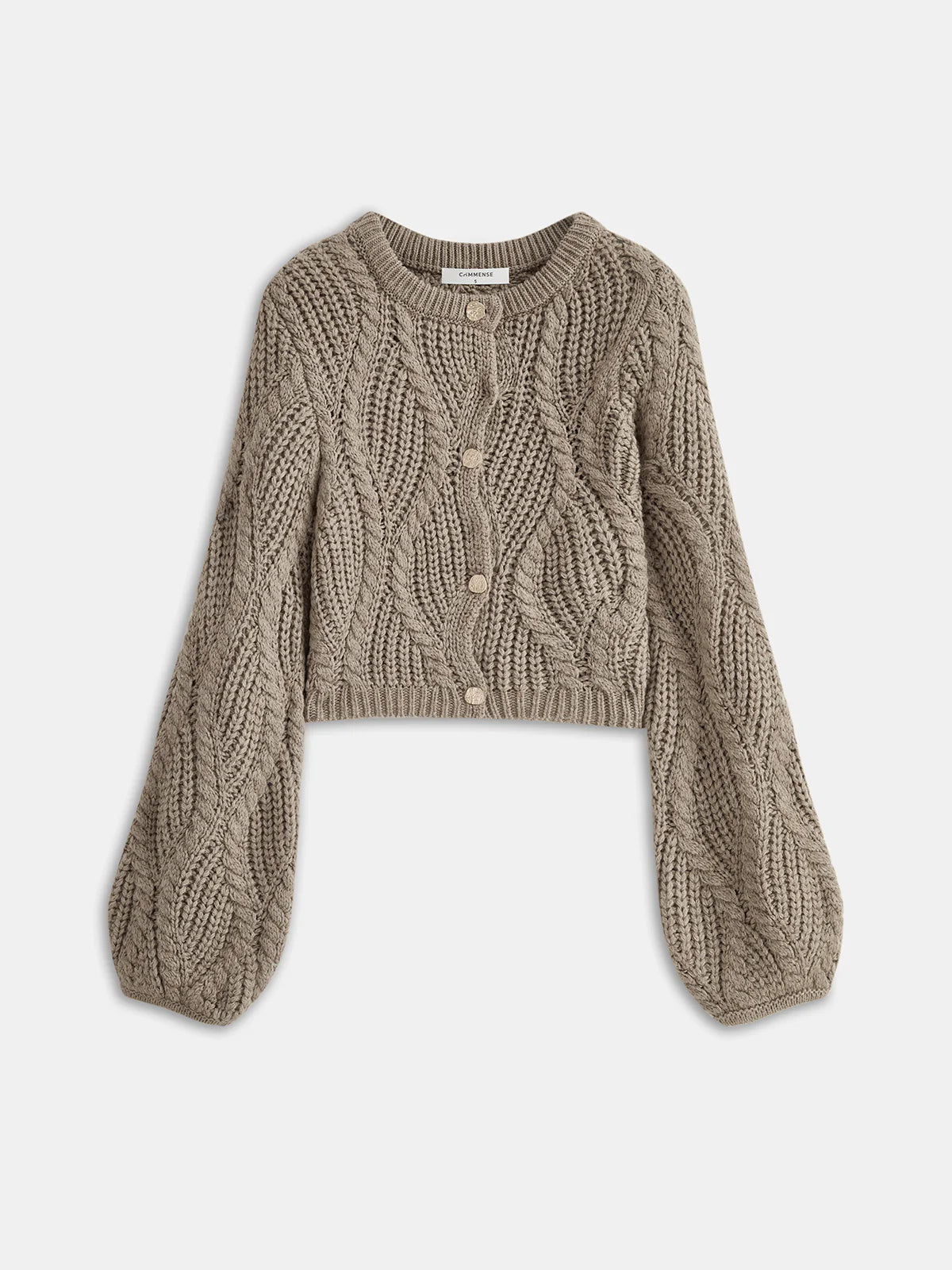 Wool Blend Cable Knit Cardigan