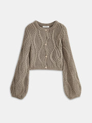 Wool Blend Cable Knit Cardigan