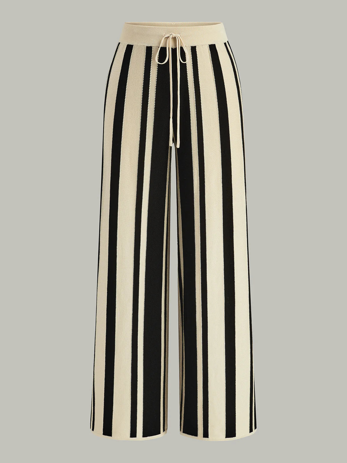 Striped Knit High-Waist Pants