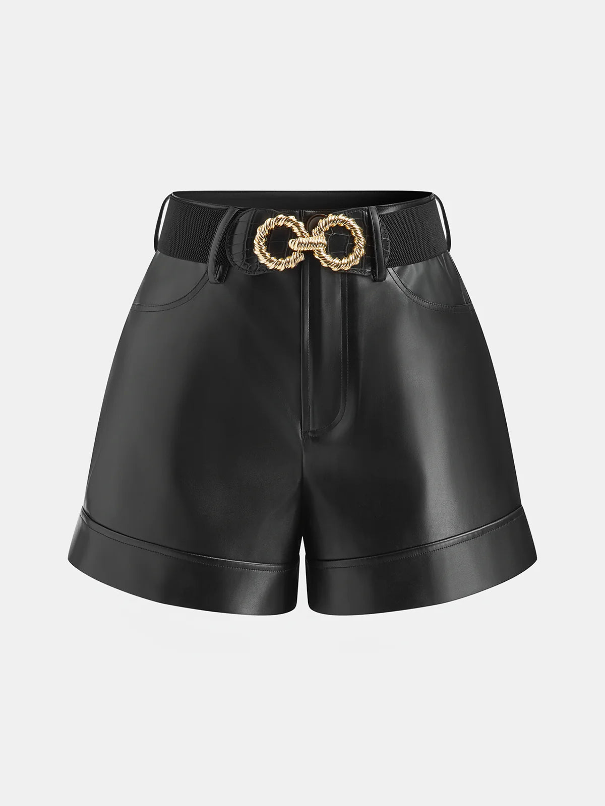 Belted Faux Leather Shorts