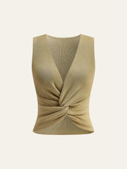 Knit Twist-Front Tank Top
