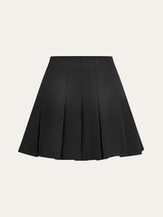 Pleated Mini Skirt with Decor Button