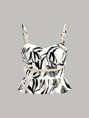 Floral Print Peplum Top With Shorts Set