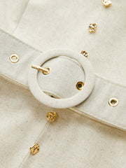 Button Front Belted Midi Dress