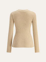 V-Neck Button Ribbed Cardigan