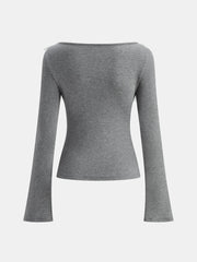 Faux Pearl Decor 3D Floral Fitted Soft Knit Top