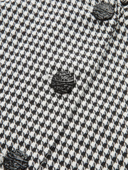 Houndstooth Belted Collar Vest