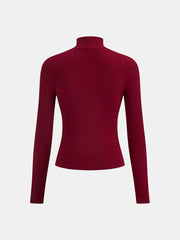 Faux Leather Corset Paneled Mock Neck Top