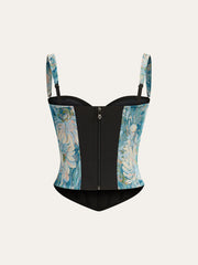 Floral Jacquard Corset Top