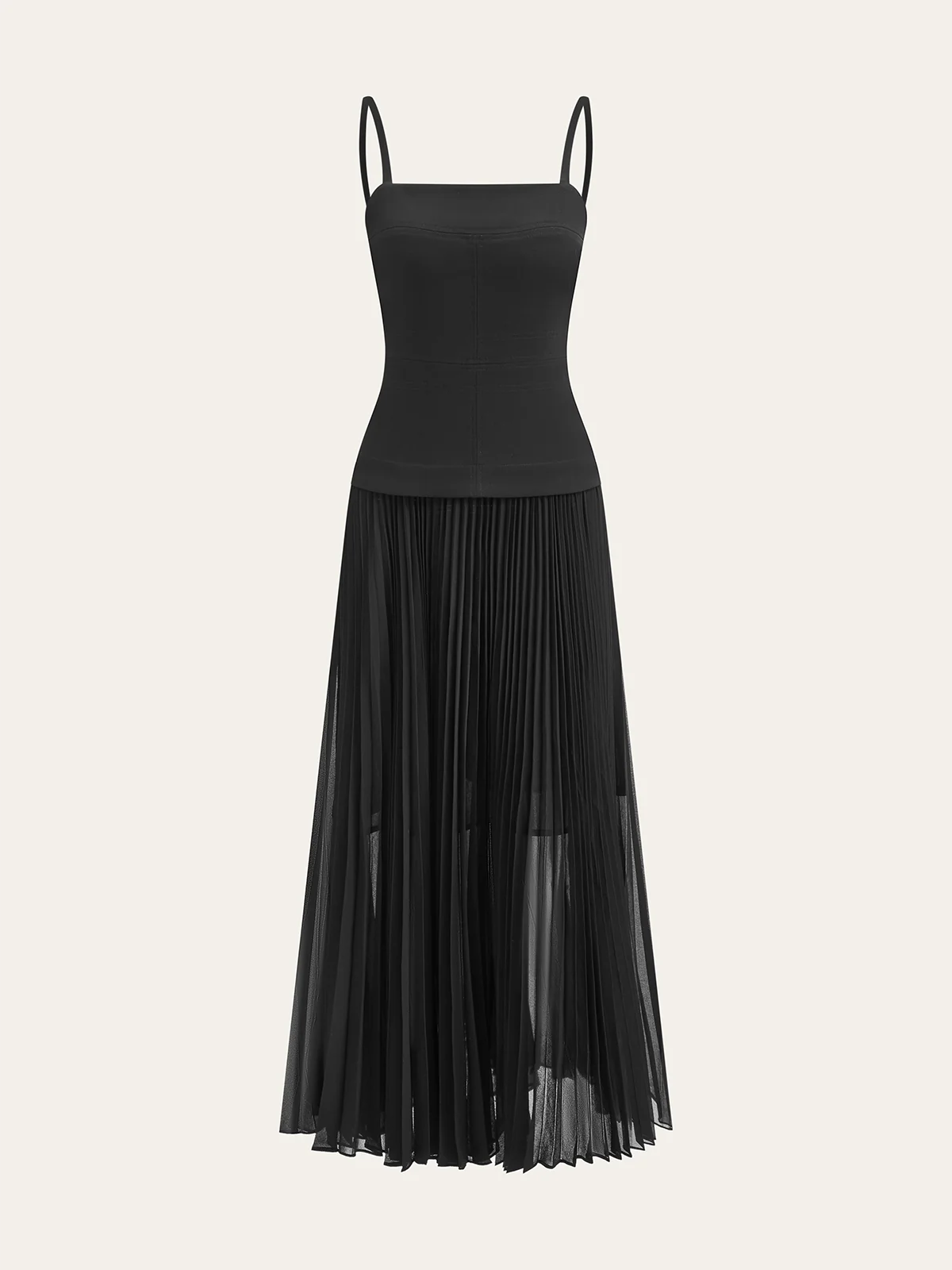 Spaghetti-Strap Backless Pleated Maxi Dress