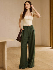 Vintage Plaid High-Waisted Pants with Belt