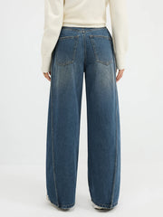 Side Panel Detail Mid-Waist Jeans