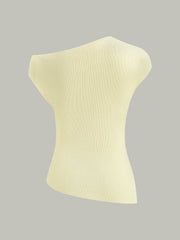 Off-Shoulder Knit Top with Crystal Embellishments