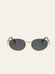 Gold-Trim Oval Sunglasses