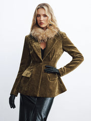 Velvet Single Button Blazer