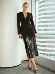 V-Neck Metal Button Blazer