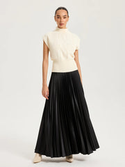 Mock Neck Cap Sleeve Sweater Vest