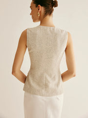 Elegant Breasted Piping Split Vest