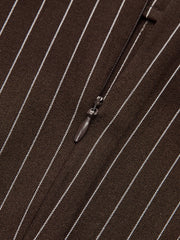 Belted Pinstripe Asymmetric Blouse