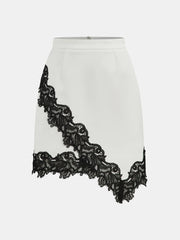 Lace Trimmed Satin Wrap Skirt