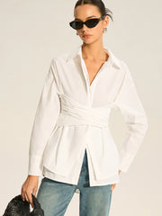 Back Bow Long-Sleeve Shirt