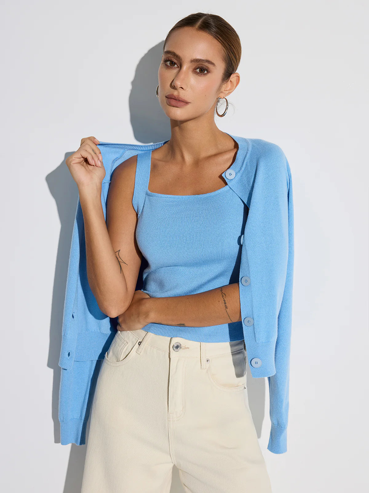 Wool Blend Tank & Cardigan Two-Piece Set