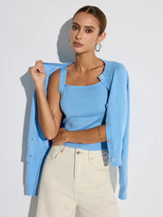 Wool Blend Tank & Cardigan Two-Piece Set